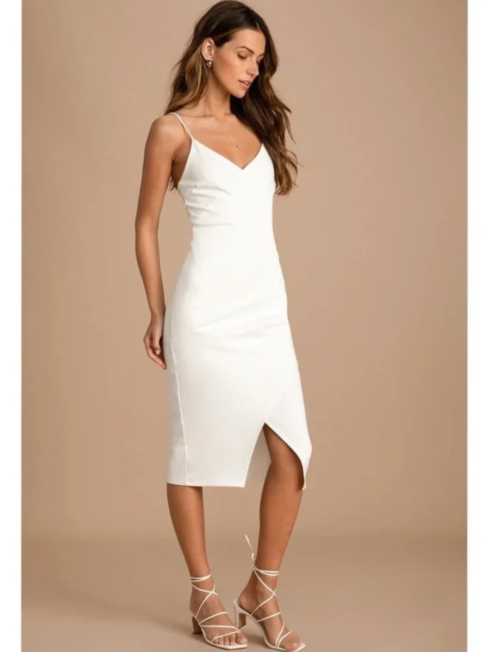 NWT Lulus All This Appeal Bodycon Midi Dress in White Size S Evening